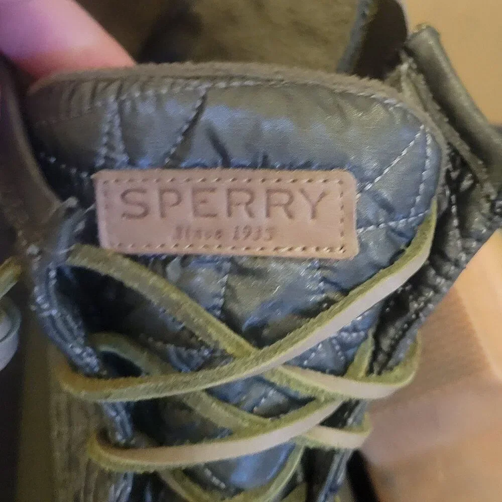 Sperry Womens Saltwater Duck Boots Waterproof Green 8.5